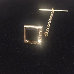 Black Beveled Edge Stone Tie Pin